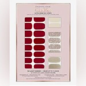 NEW Dashing Diva Gloss Ultra Shine Gel Nail Strips Red Gold Glitter Cream 000626